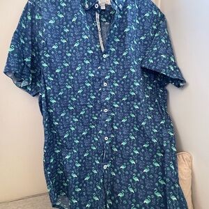 Report Collection Navy Flamingo Print Shirt